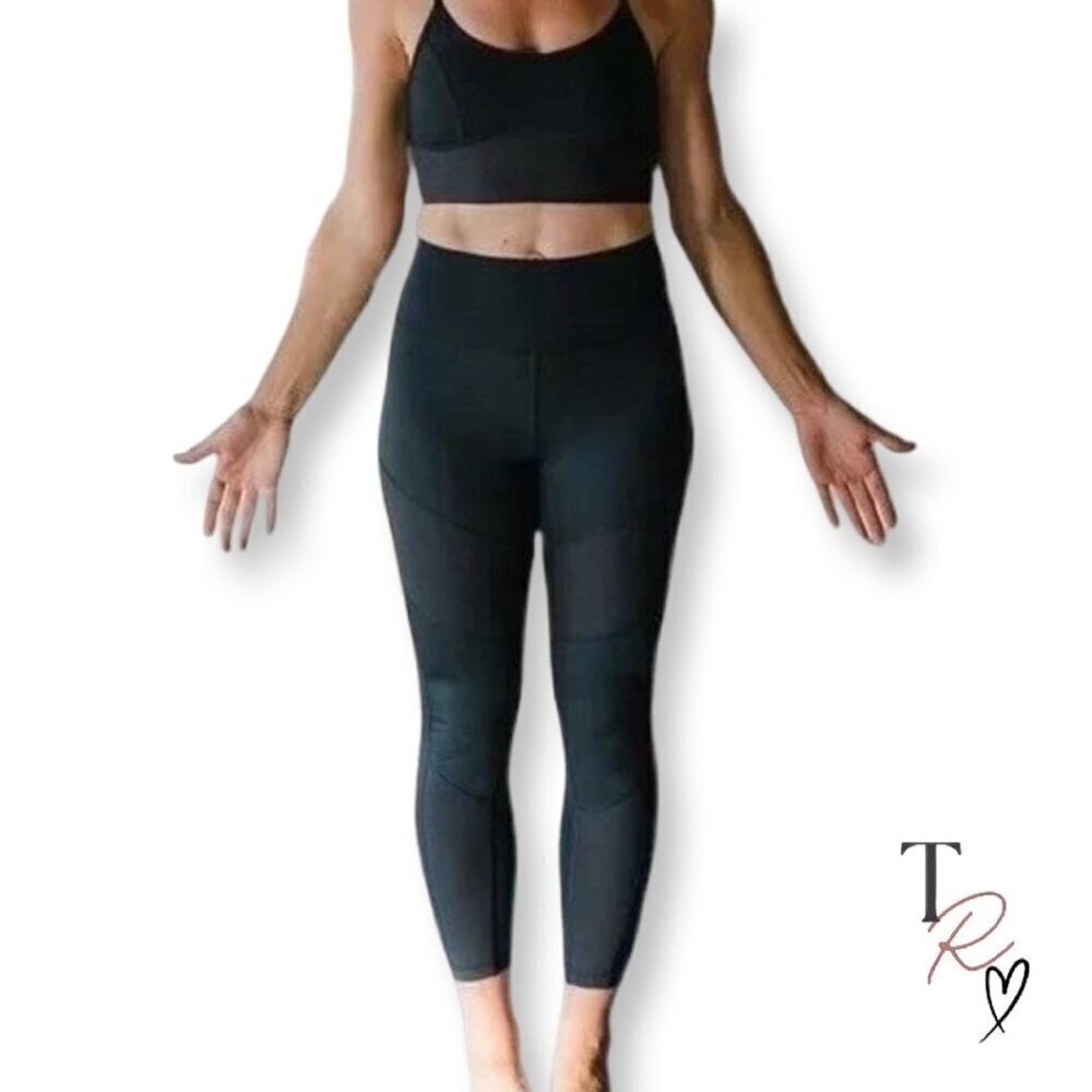 ZYIA Active Momentum Brilliant Hi-Rise 7/8 Ribbed Moto Leggings Black Size 8-10